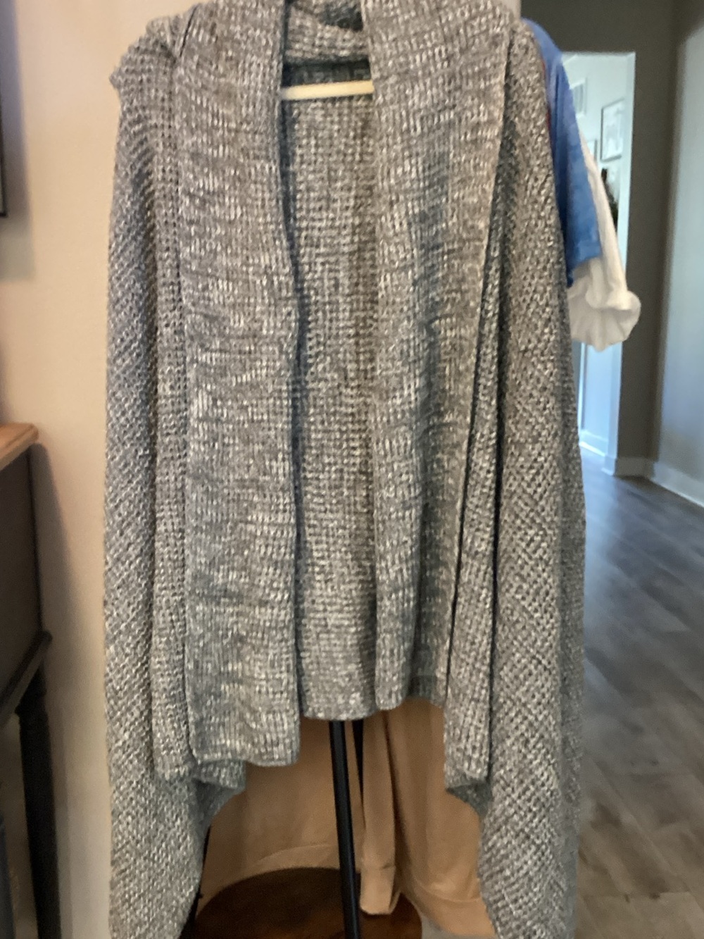 Paper source Cozy Open-Front Hooded Knit vest Cardigan - Gray